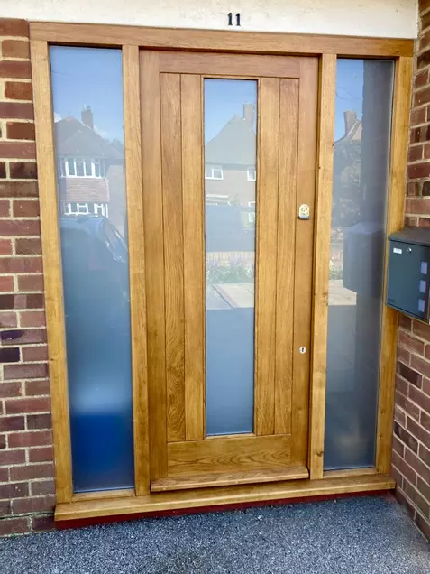 Solid oak front door and frame